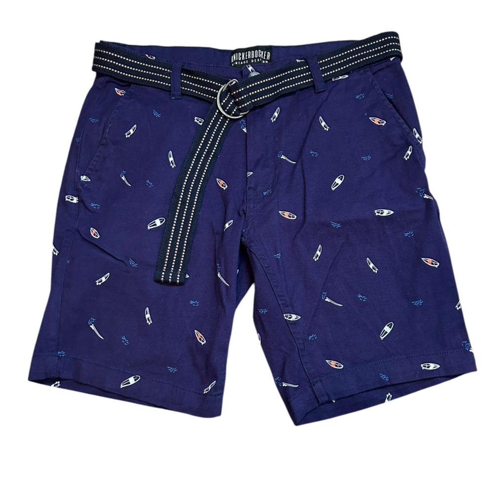 Knickerbocker Men's Shorts With Belt Blue With Surf Boards Sz‎ 30